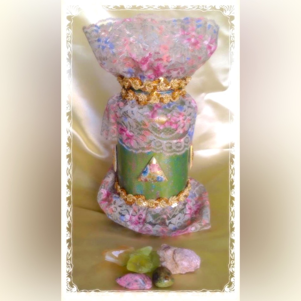 Hand Crafted Glass Jar Refreshing Meadow Gypsy Bottle RoseAroma